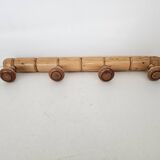 Vintage wooden wall coat rack in bamboo style (4 hooks) 50s 60s