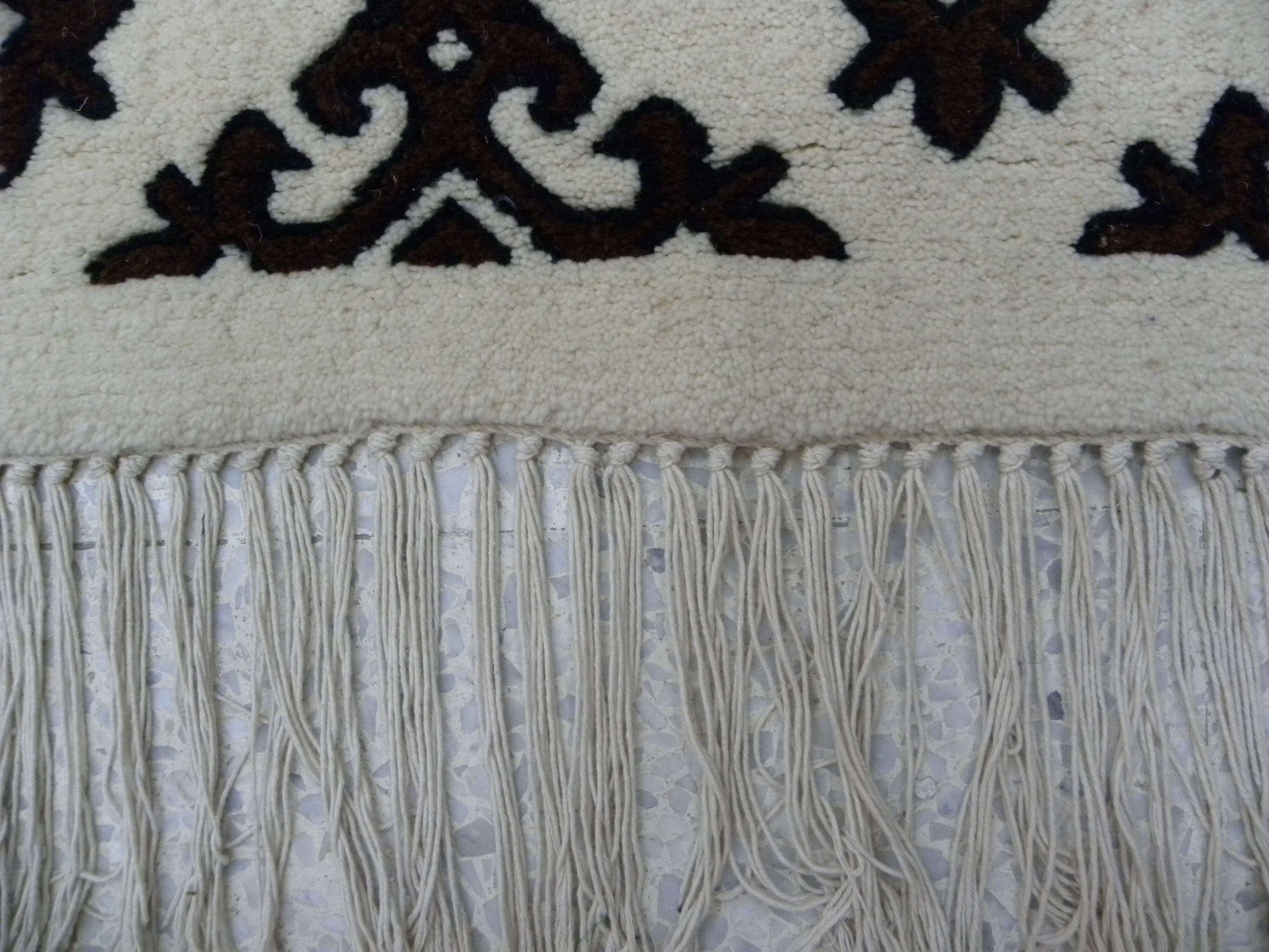 Large Berber Wool Runner – Black & Ecru Hallway Rug