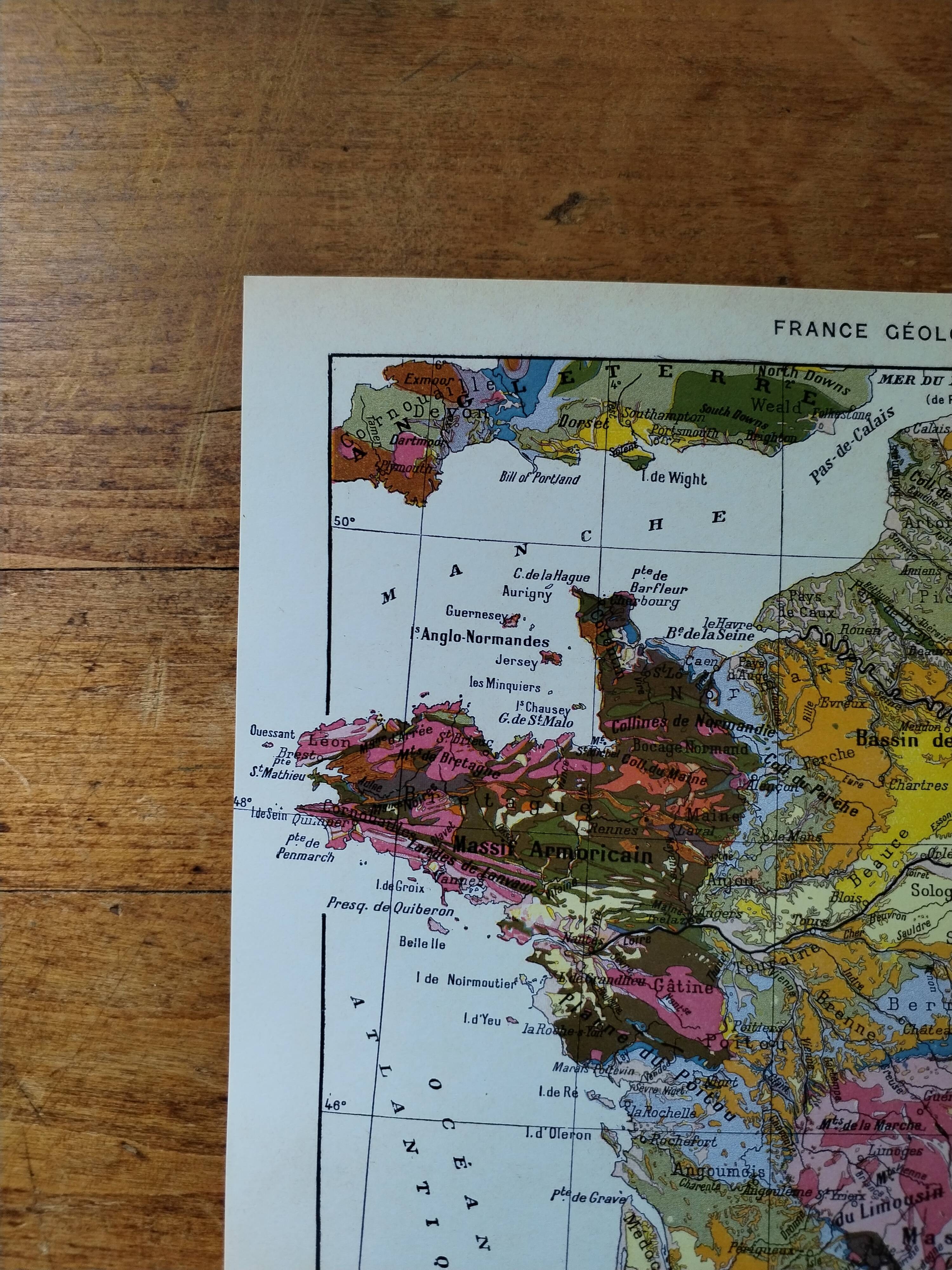 Original lithograph on France (geological + mining)