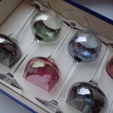 6 colored semi-crystal wine glasses Vannes le Châtel in a box