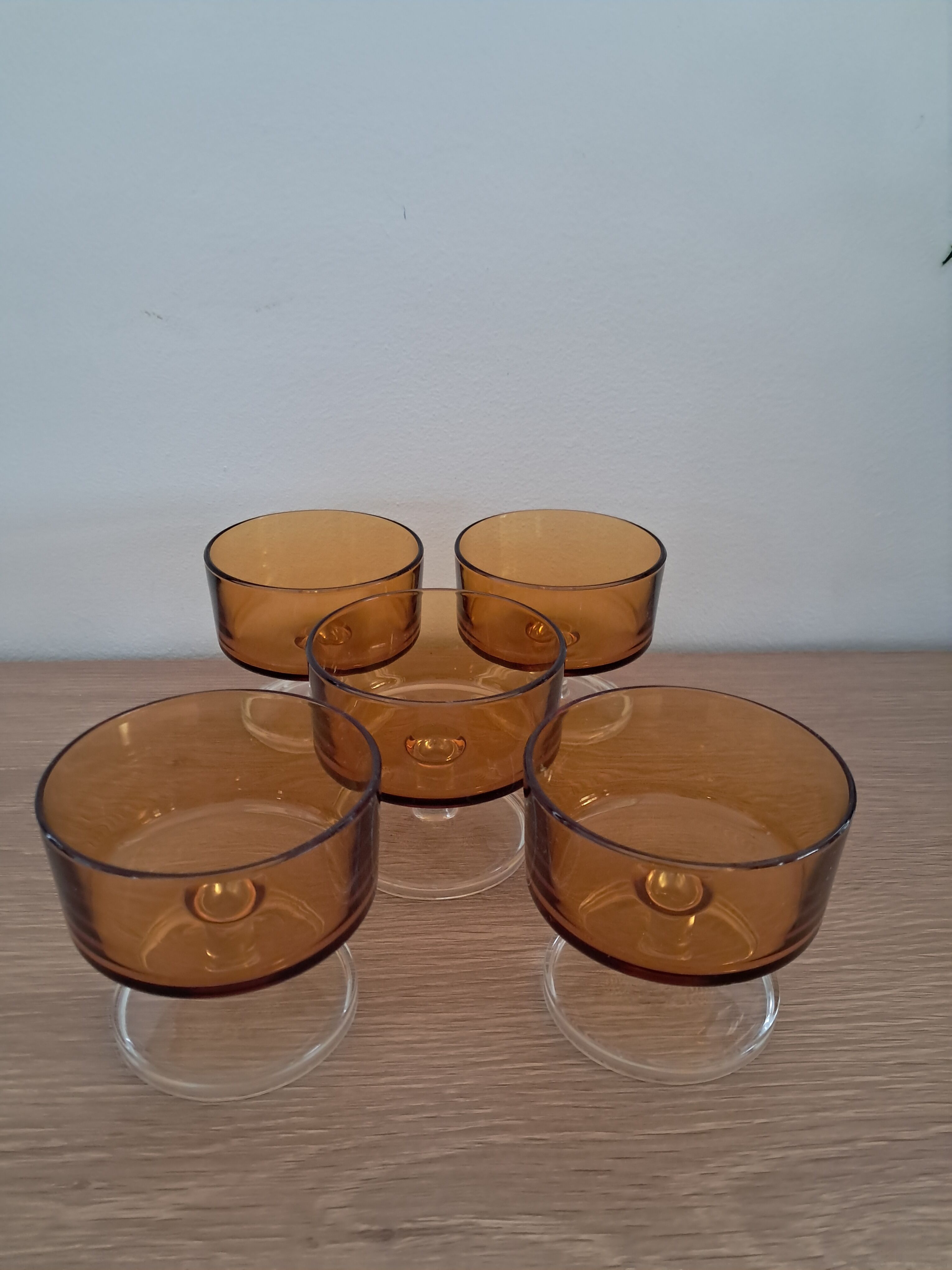 5 amber Luminarc goblets from the 1980s
