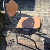 Set of 3 vintage metal and wood chairs – Industrial design