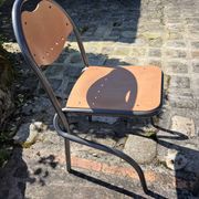 Set of 3 vintage metal and wood chairs – Industrial design