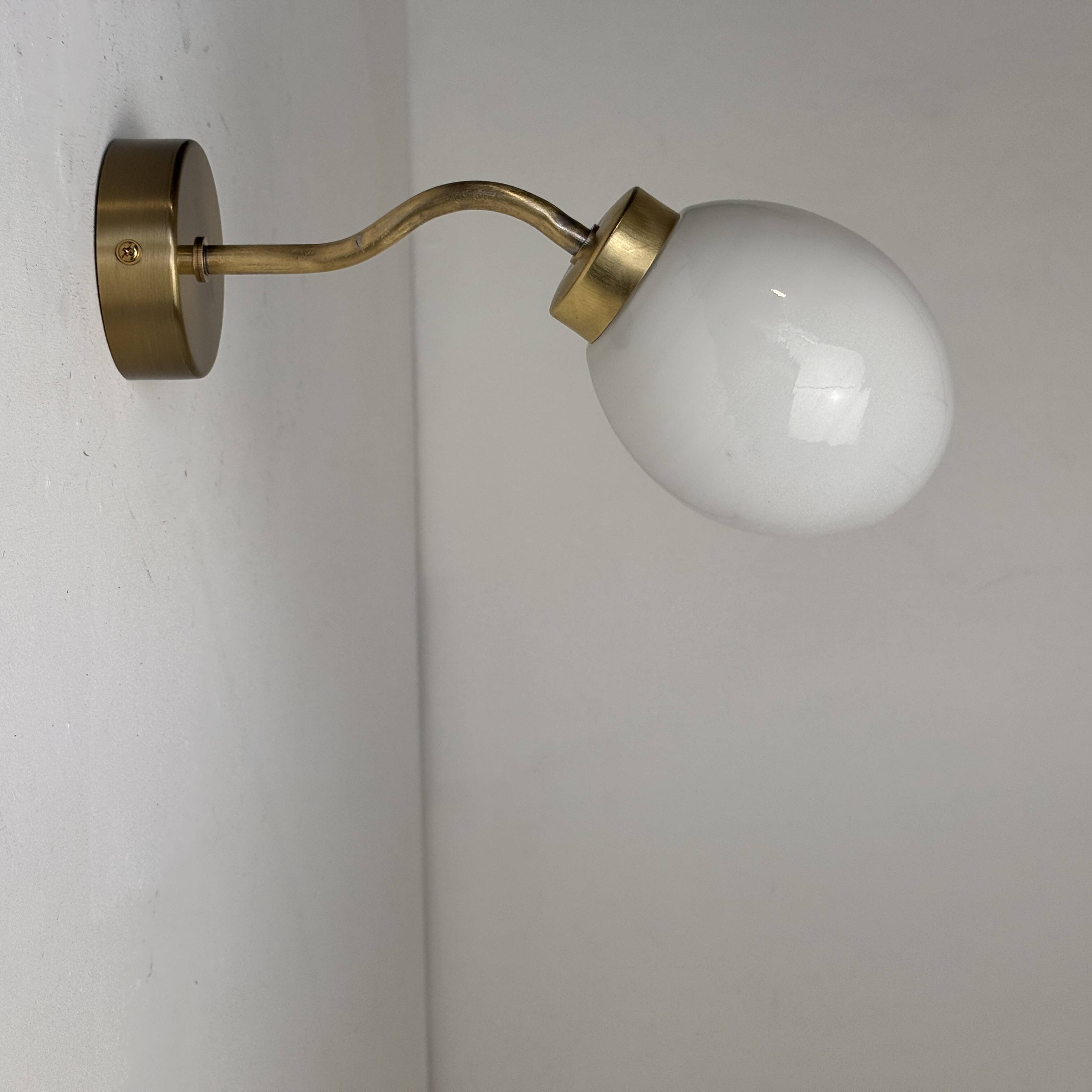Antique small brass and opaline wall light vintage