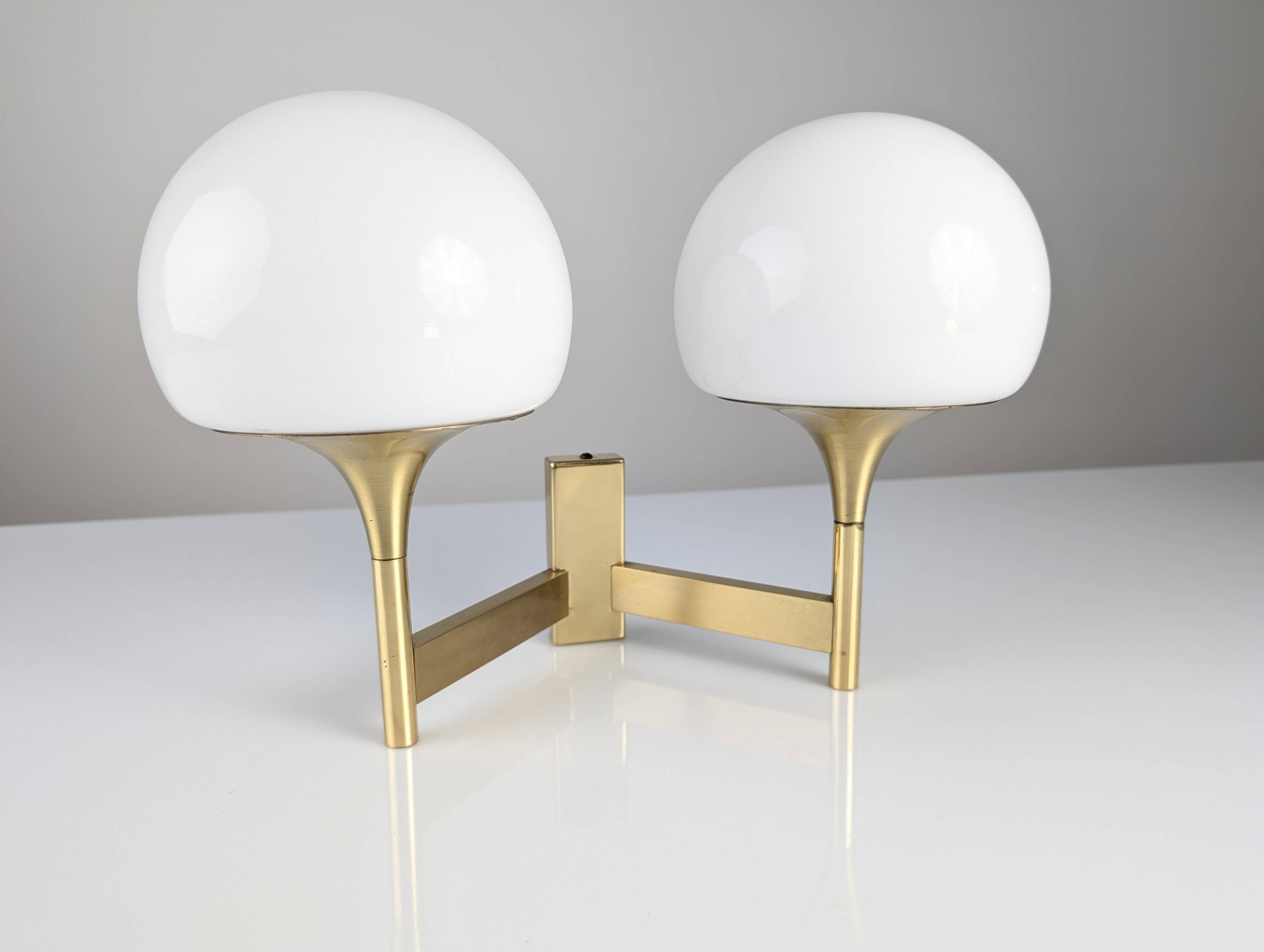 Italian Brass and Opaline Wall Sconce Sciolari, 1960s