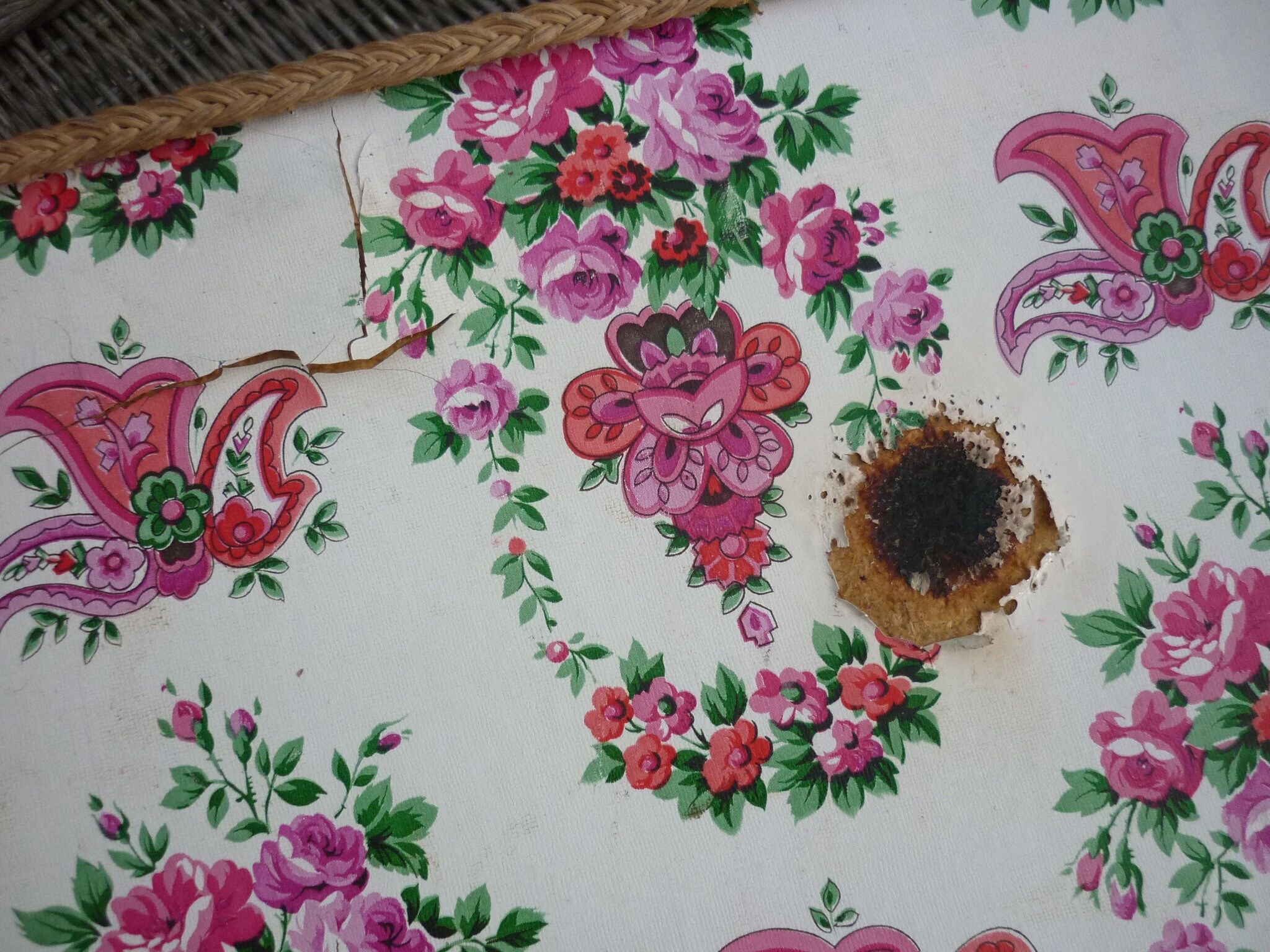 Vintage tray, wicker and braided scoubibous