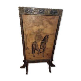 Fire pare old wooden fireplace