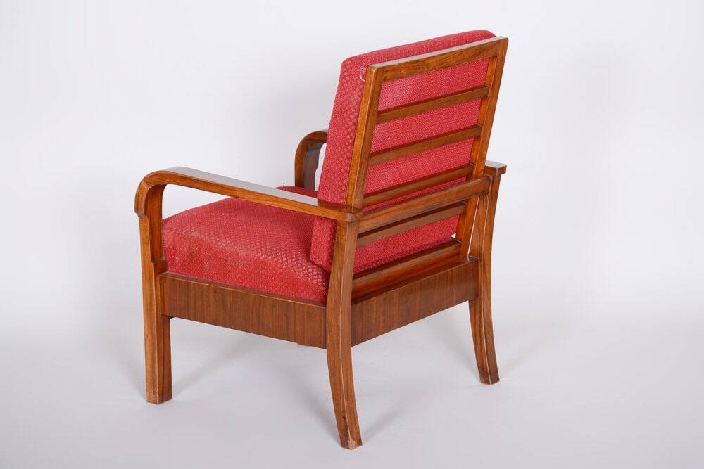 Set of Art Deco Walnut Armchairs, 1930s