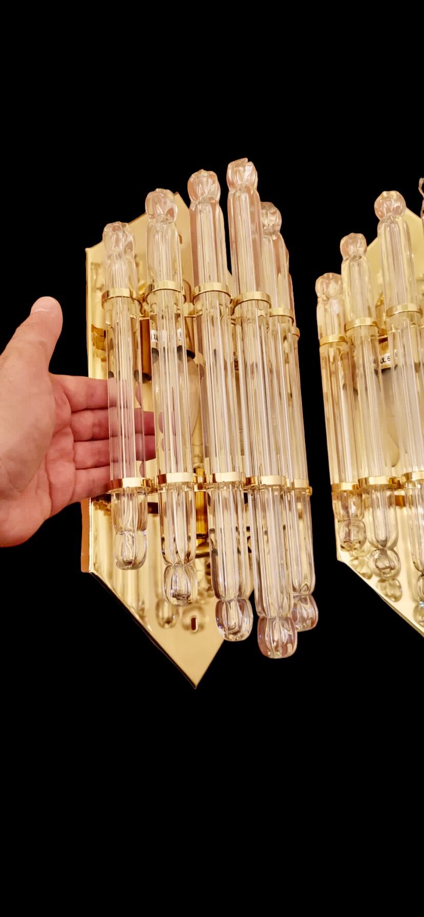 Venini wall lamps glass murano structure gold Italy 90s