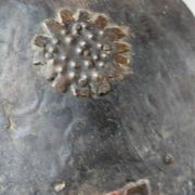 Antique African mask, carved wood and metal plates, Marka Mali