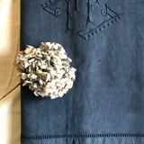 Drap ancien en lin et coton teinté en bleu nocturne