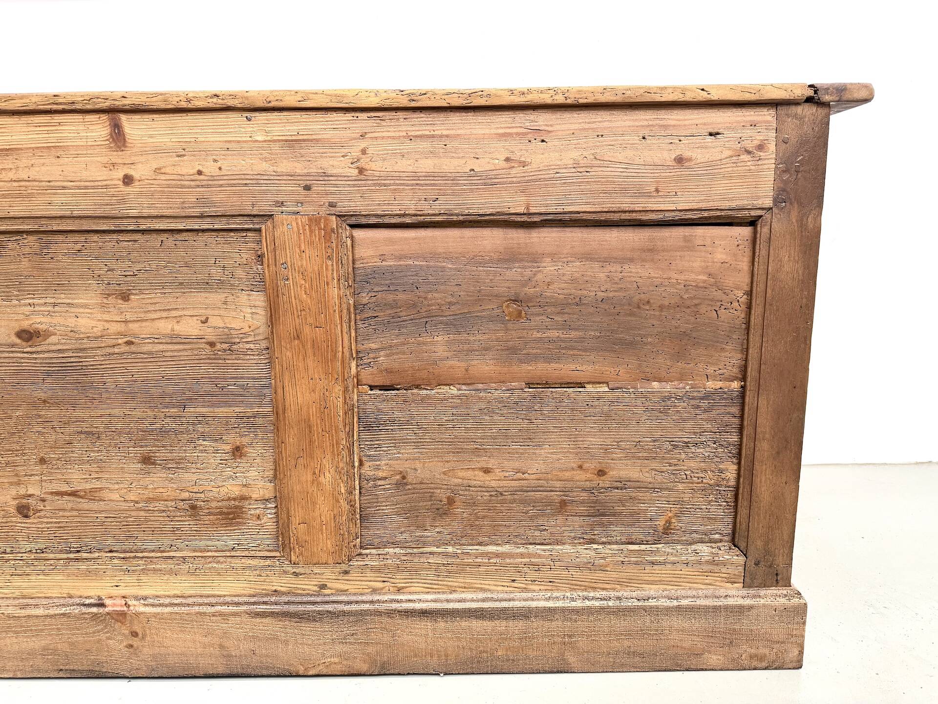 Very large pine trade counter, circa 1920.