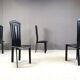 Vintage black leather dining chairs, set of 4, 1980s