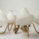 Pair of 60s brass and opaline sconces
