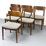 Chaises de salle à manger en teck et laine par Casala, années 1960, lot de 6