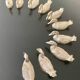 10 duck-shaped knife holders in silver-colored metal