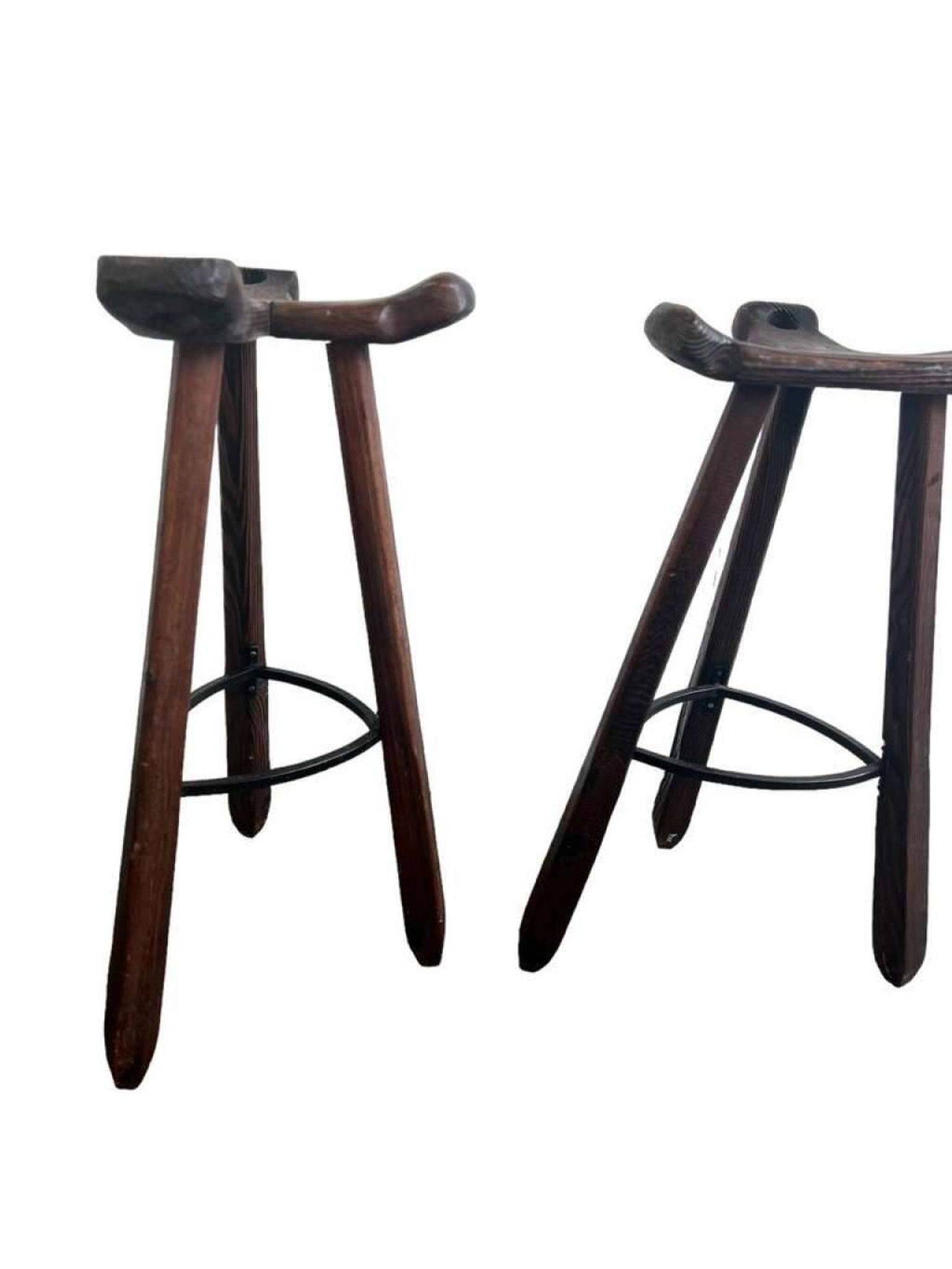 Set of 2 vintage spanish brutalist stools / bar stools