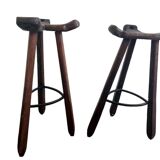 Set of 2 vintage spanish brutalist stools / bar stools