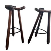 Set of 2 vintage spanish brutalist stools / bar stools