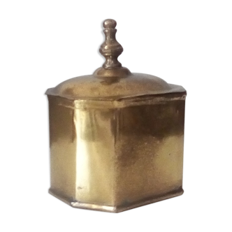 Old, oriental tea box in gilded copper