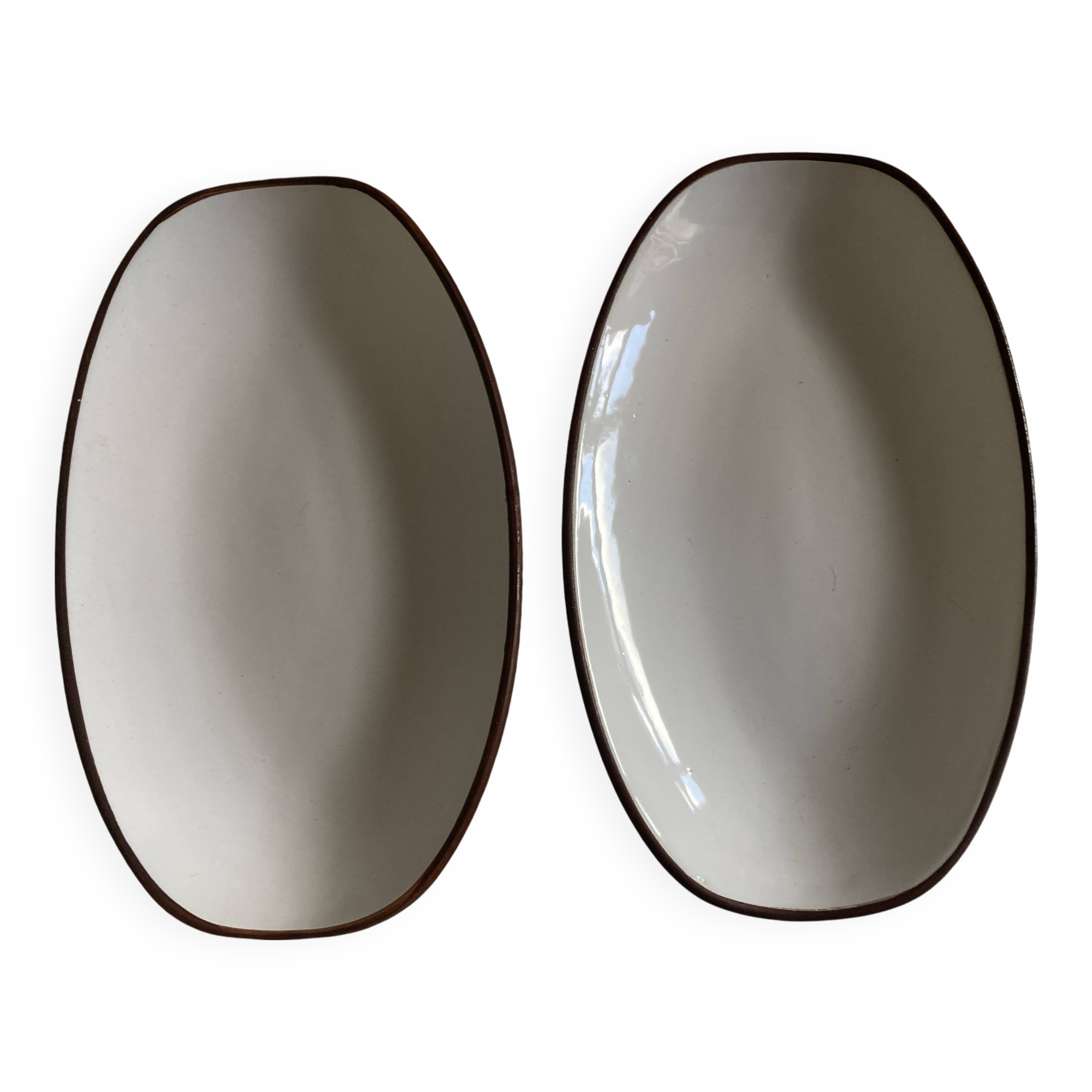 Pair of scandinavian siena kmk glazed earthenware dishes 1965