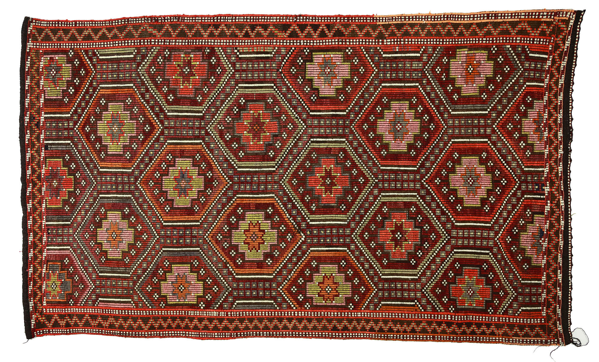 Anatolian handmade kilim rug 295 cm x 180 cm