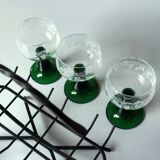 6 verres à vin Roemer avec gravure sur un support en fer forgé fait main, vintage