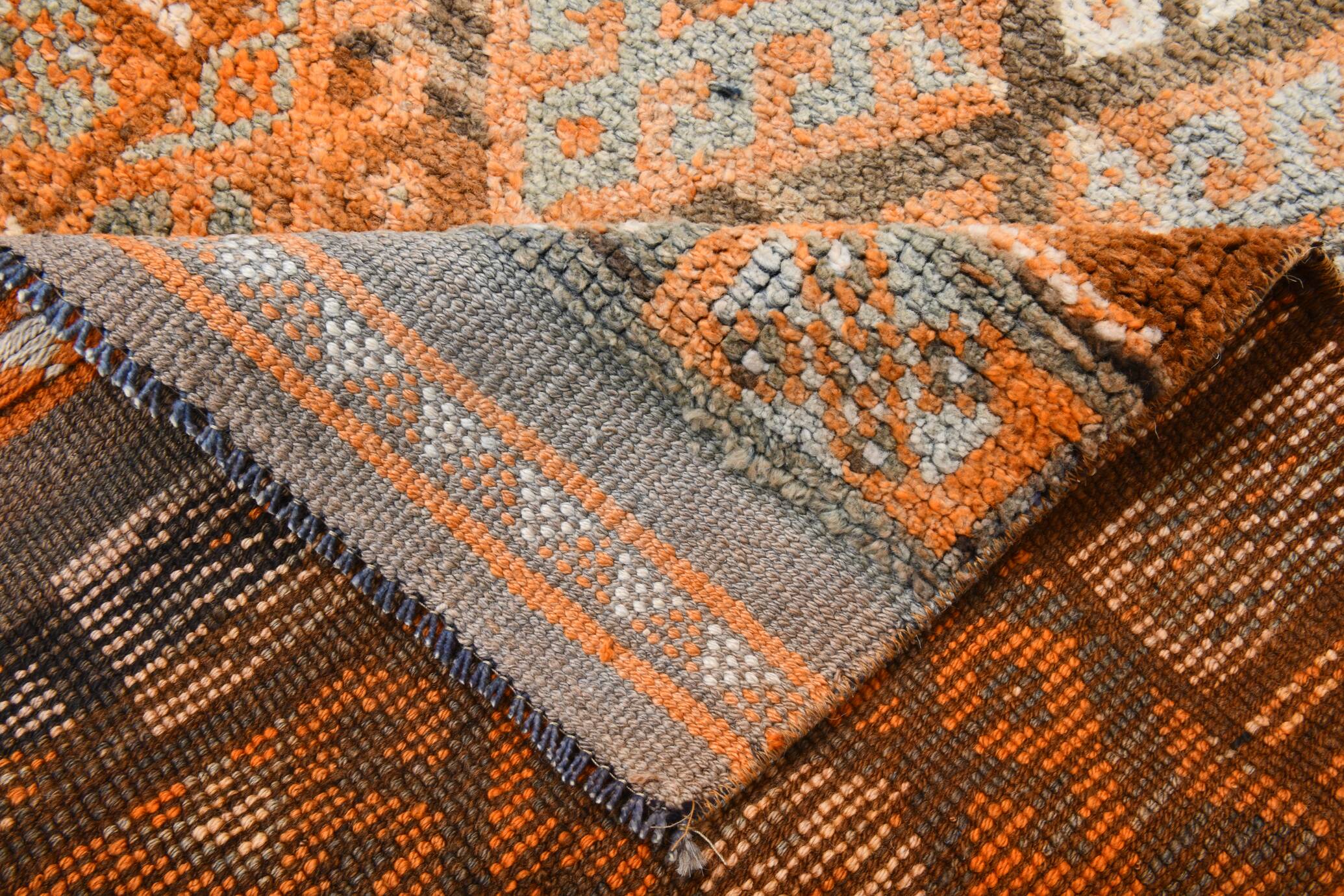 3x11 Orange Brown Tribal Turkish Vintage Runner Rug, 88x330Cm