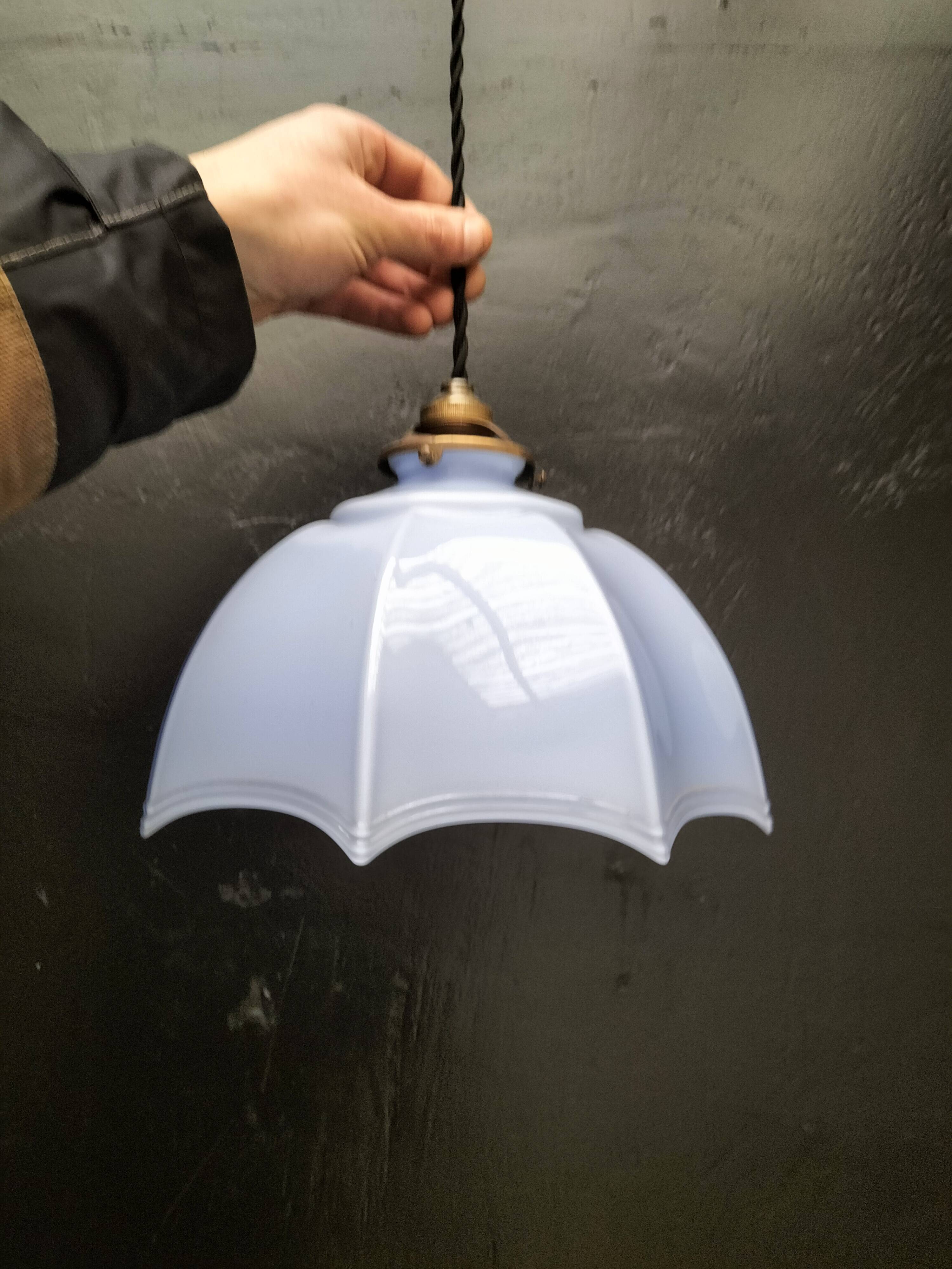 Blue opaline pendant light