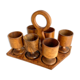 Set of wooden eggcups 60's