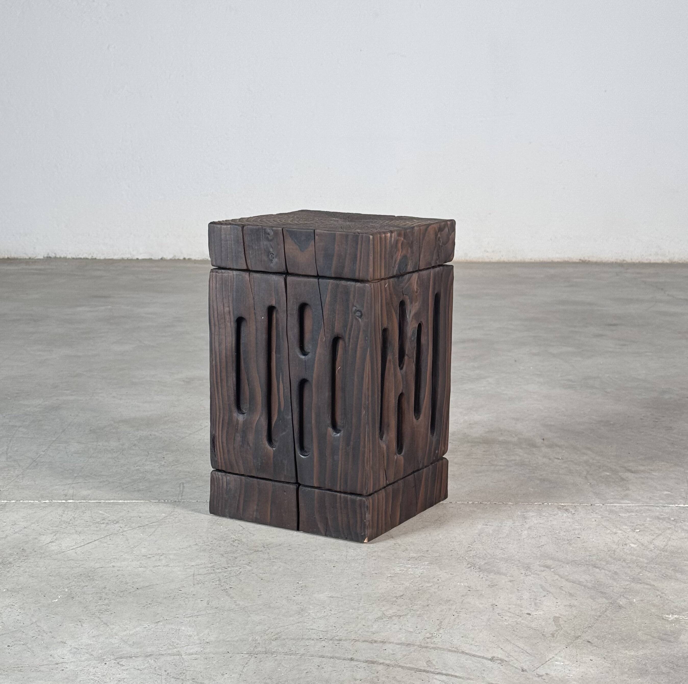 Charred Cedar Side Table or Stool, Contemporary Yakisugi Technique
