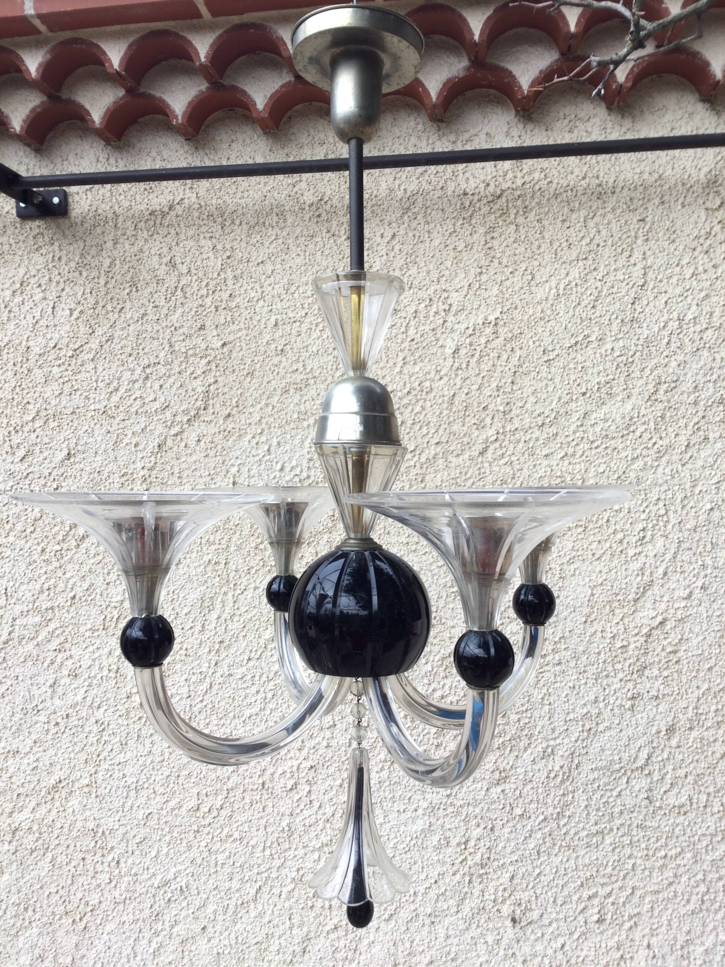 Murano glass art deco chandelier