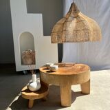 Quadripod coffee table in solid wood monoxyl natural color (dark)