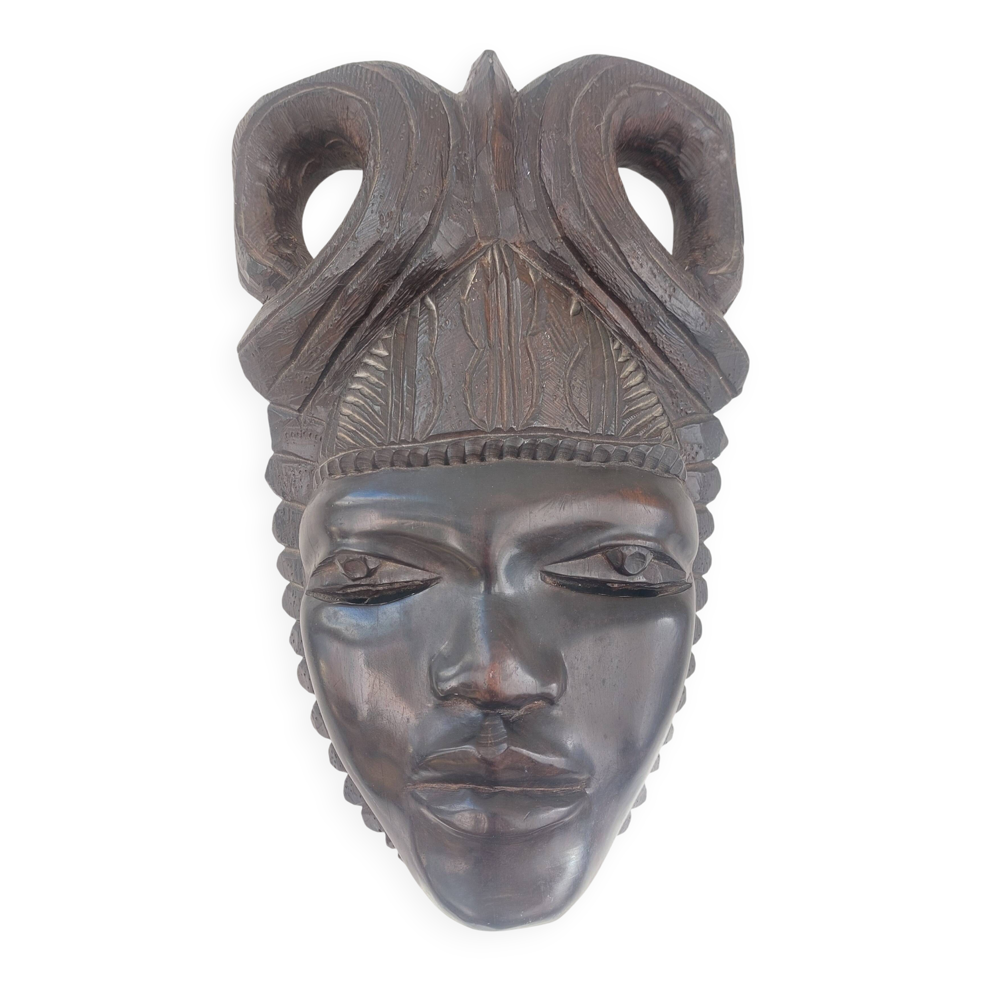 Ancient Carved Ebony Mask (2.9kg) - Tribal / Ethnic Art - 25cm