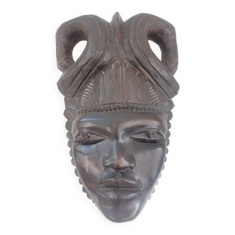 Ancient Carved Ebony Mask (2.9kg) - Tribal / Ethnic Art - 25cm