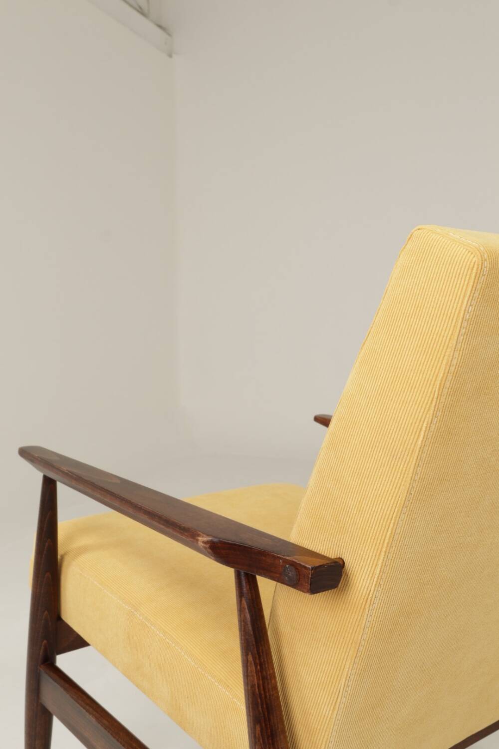 Scandinavian armchair retro yellow corduroy design by H.Lis