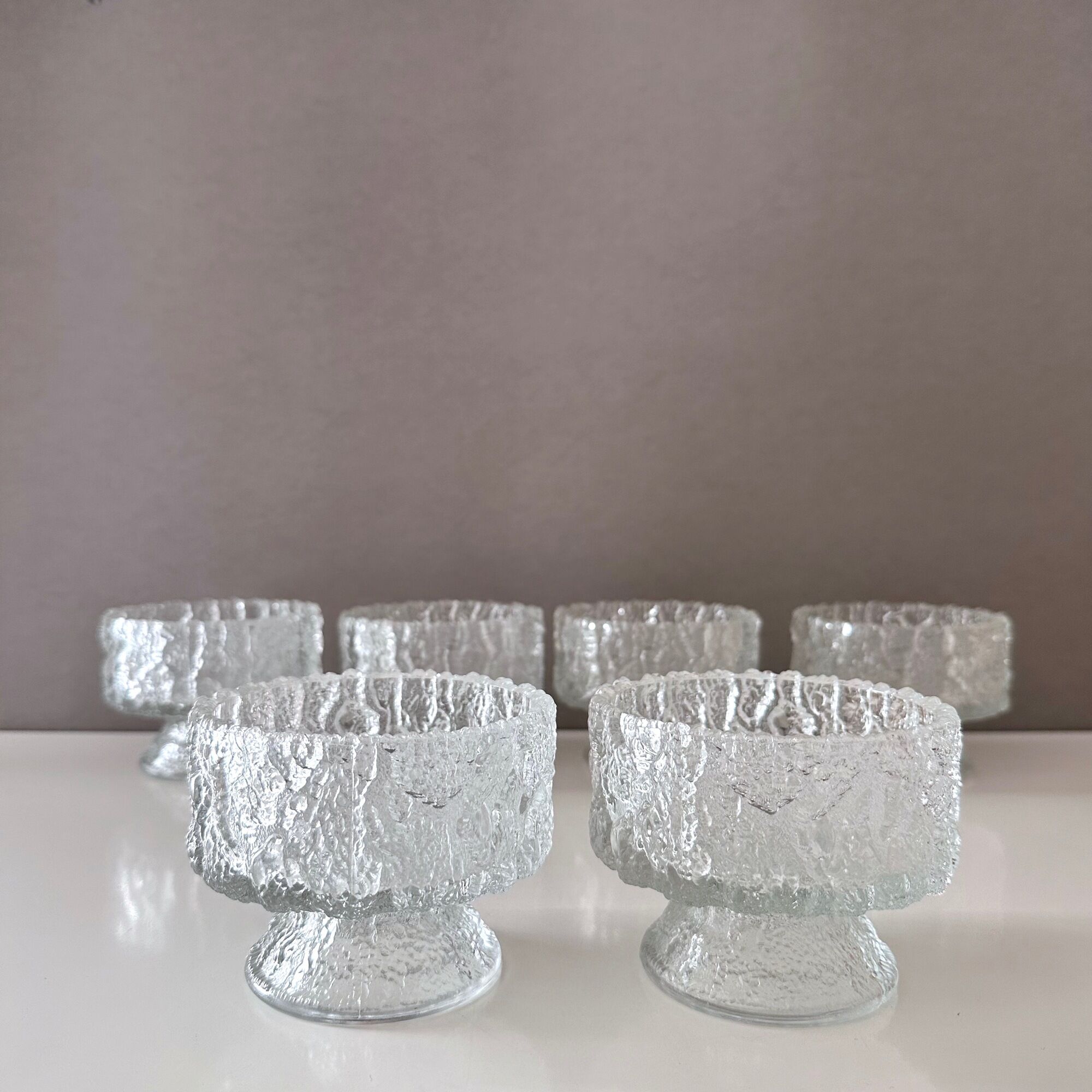Set of 6 dessert bowls ice glass, glass bowls, Scandinavian Design.