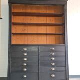 Industrial furniture loom shelf with drawers black patina