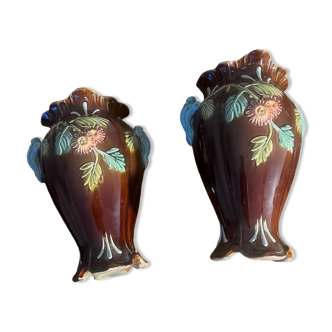 2 vases en barbotine