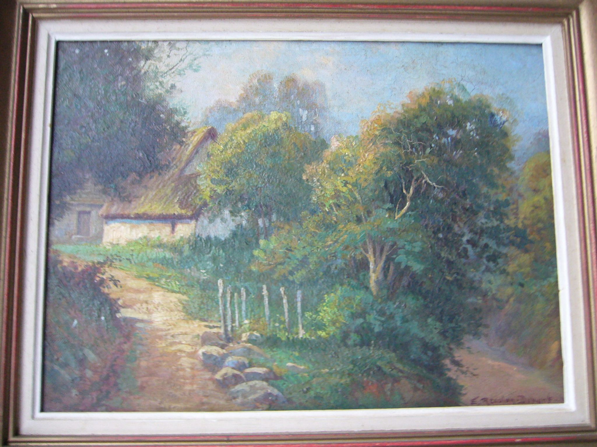 Tableau huile sur toile ancienne signée "paysage campagnard"