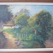 Tableau huile sur toile ancienne signée "paysage campagnard"