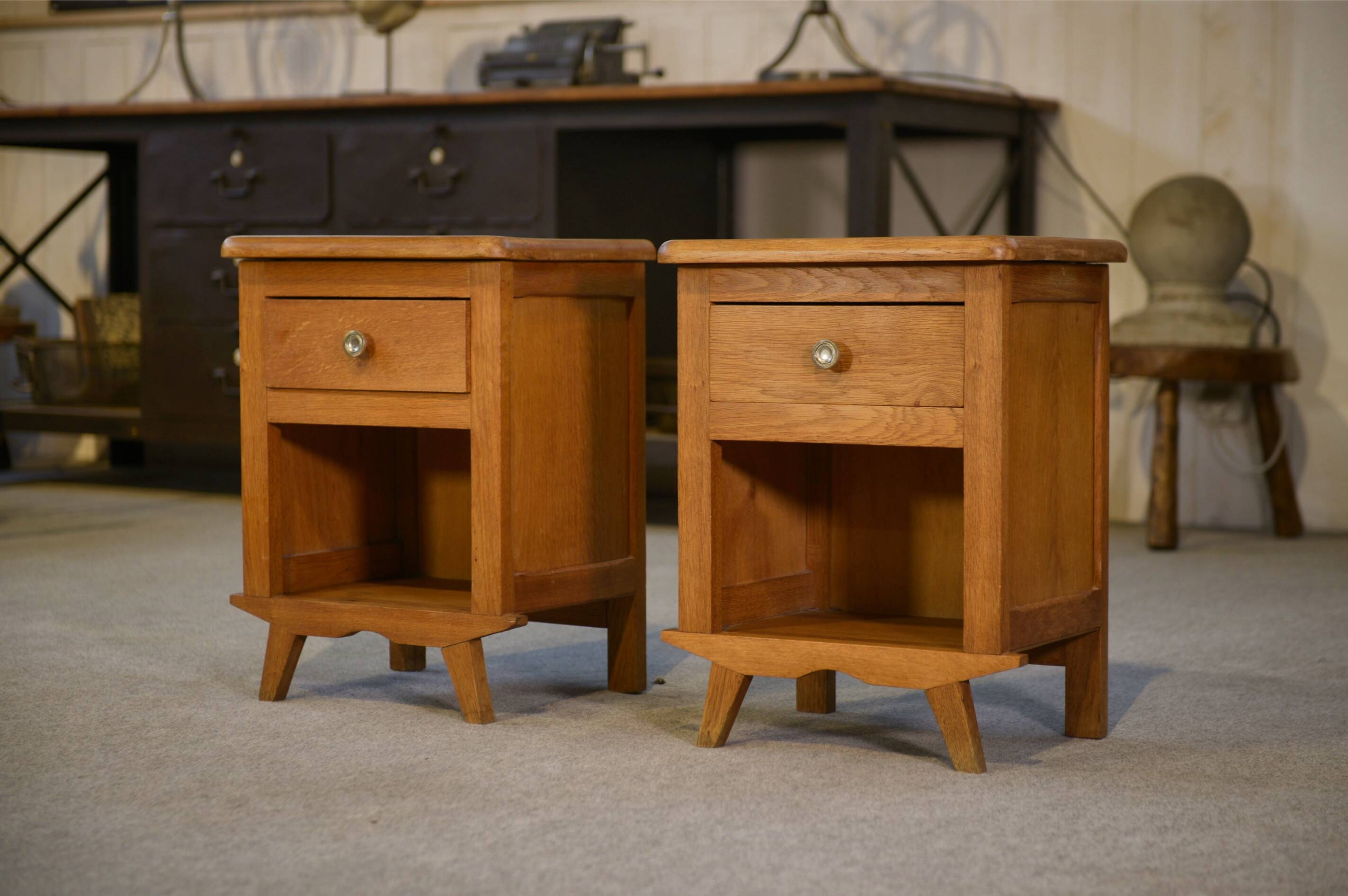 Pair of oak bedside tables from the 1960s