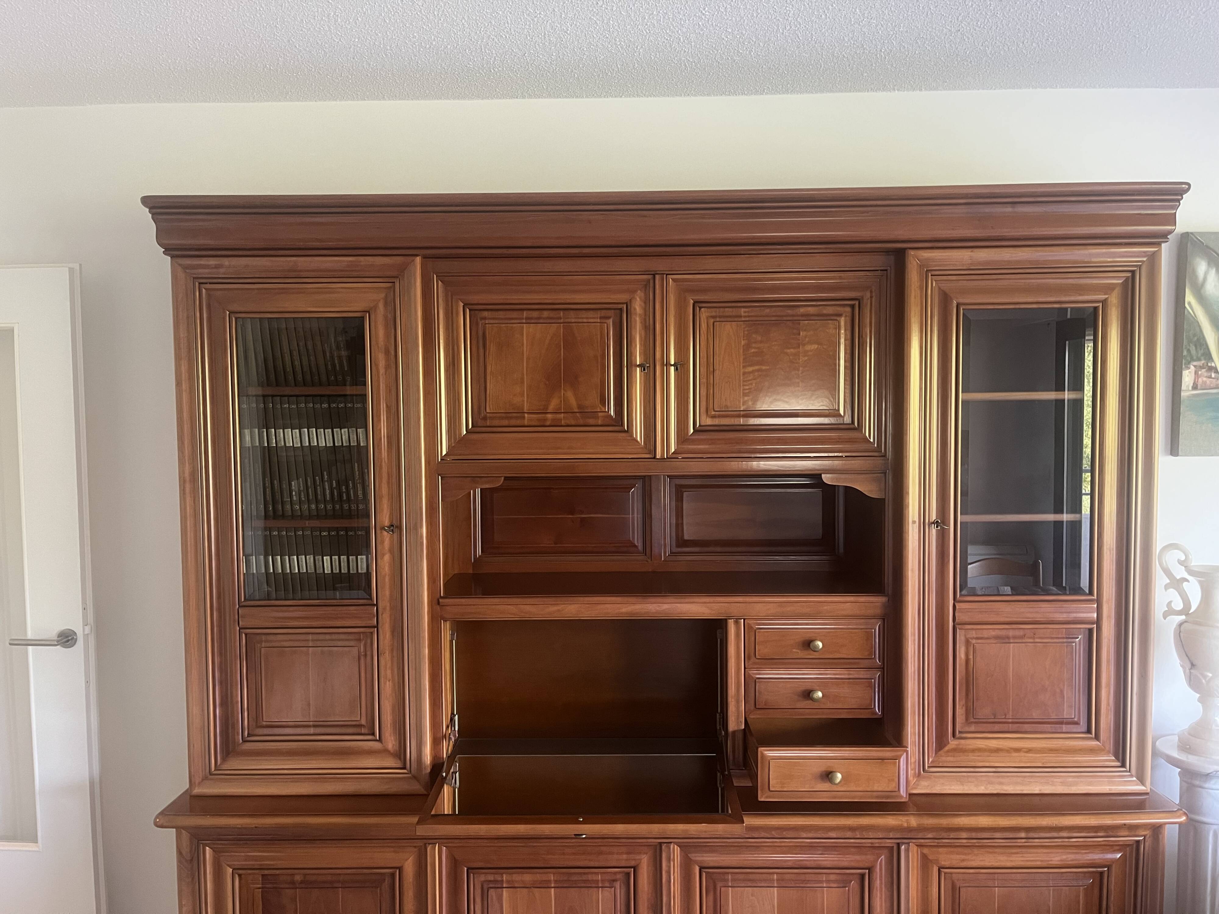 Meuble buffet Bibliotheque Bois massif merisier