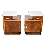 Set of Two Art Déco nightstands, by Jindřich Halabala, 1940s Czechoslovakia