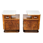 Ensemble de deux tables de nuit Art Déco, par Jindřich Halabala, années 1940, Tchécoslovaquie.