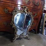 Beveled mirror in bronze louis XV 19th