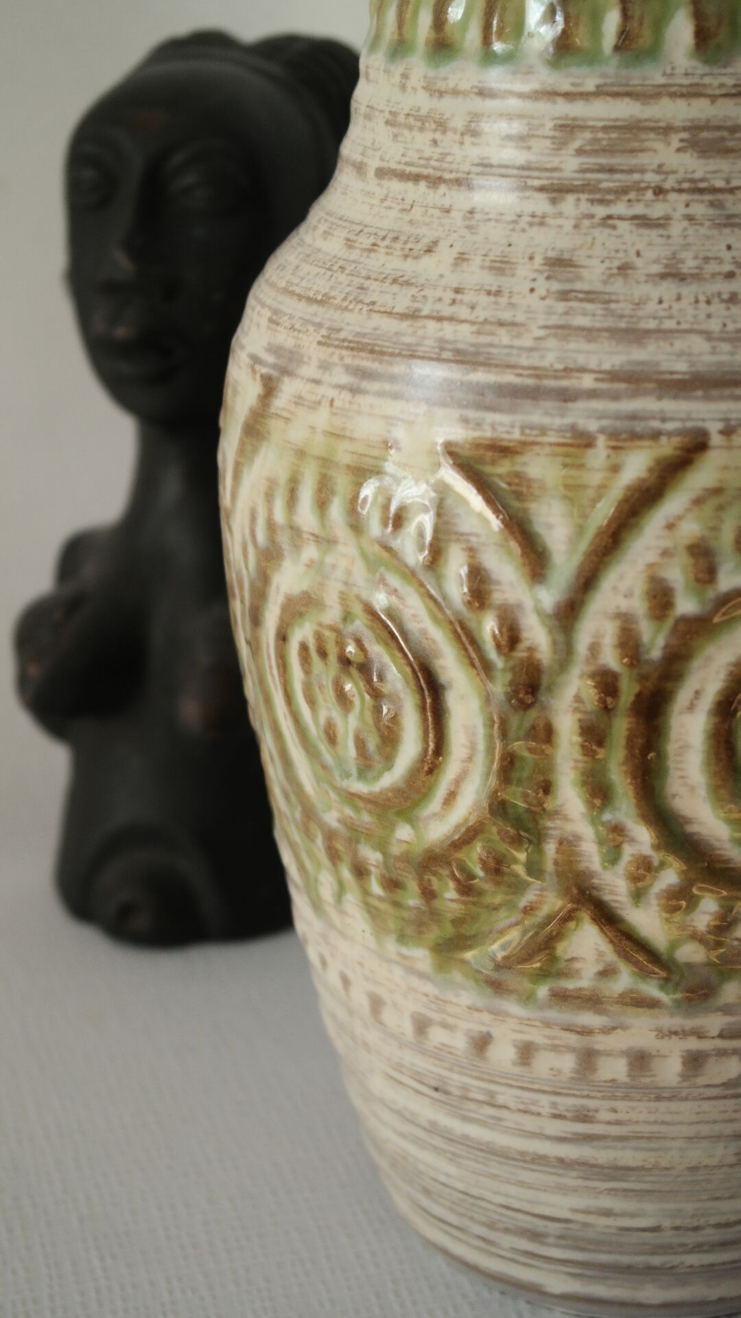 Low relief ceramic vase West Germany 1950