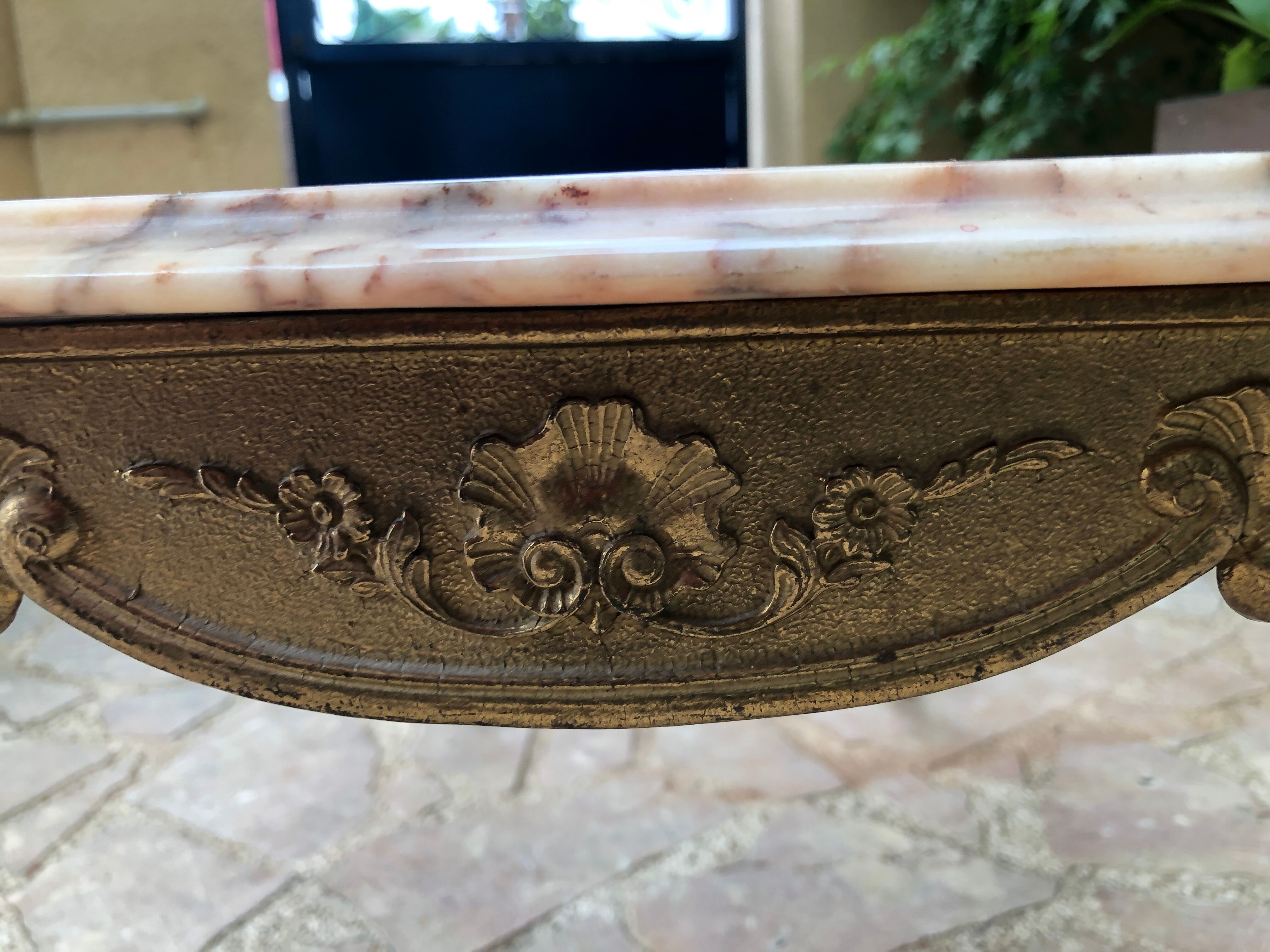 Gold bronze and marble coffee table