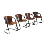 4 chairs in tanned cognac leather, Italy