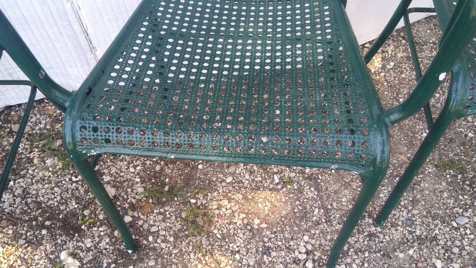 set of 4 perforated metal garden armchairs